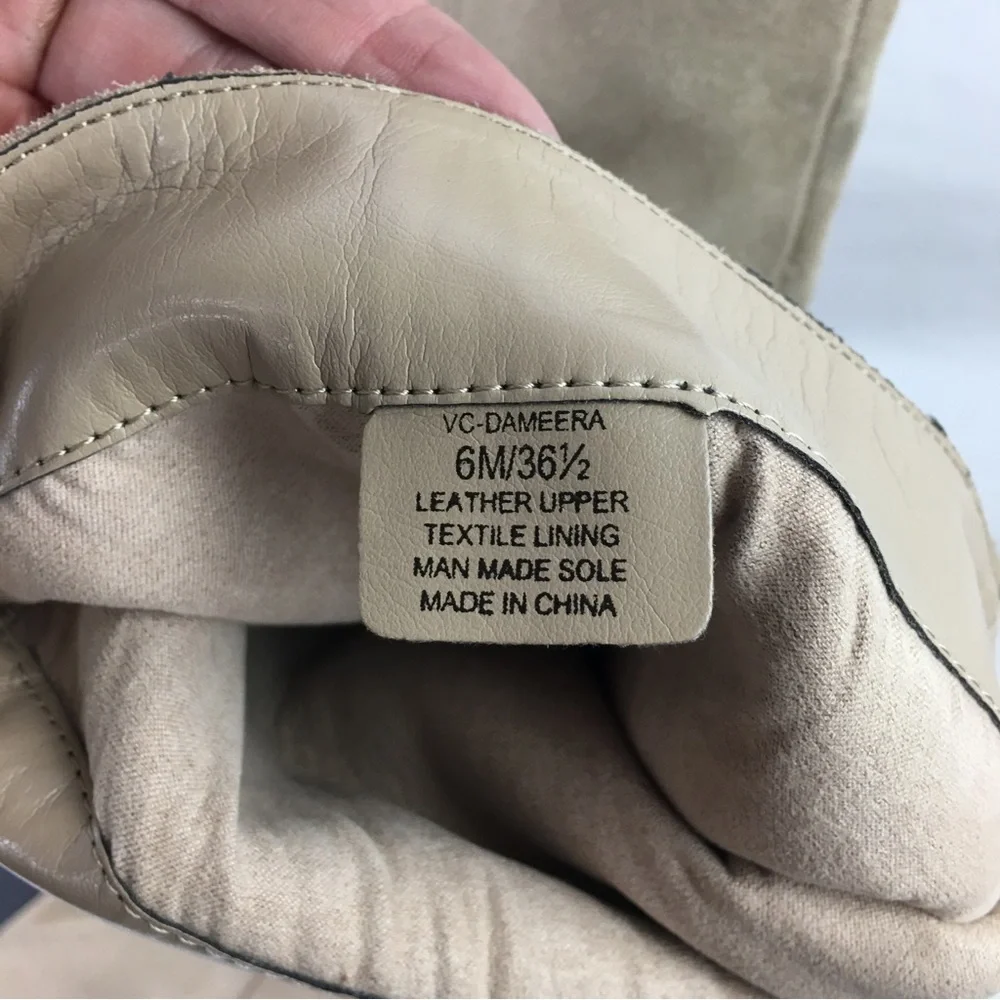 Vince Camuto Dameera Beige Suede Leather Block Heel Pull On Boot 6 M New WOT